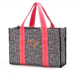 Viv & Lou Hot Pink & Coral Leopard Neoprene Tote Brand New